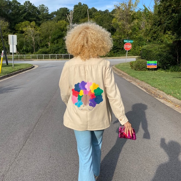 OOAK handpainted Elizabeth James sheer top shirt T - Picture 5 of 5